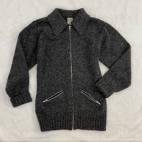 Columbia Sweaters - Columbia Womens Sweater Medium Wool Full Zip Gray Ribbed Collar Acrylic
